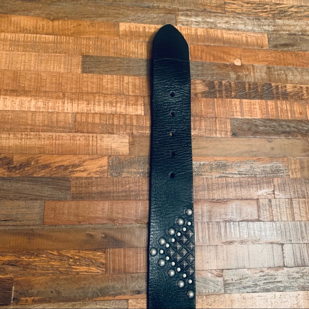 Linea Pelle Italian Leather Black Studded Belt sz S - Picture 9 of 13